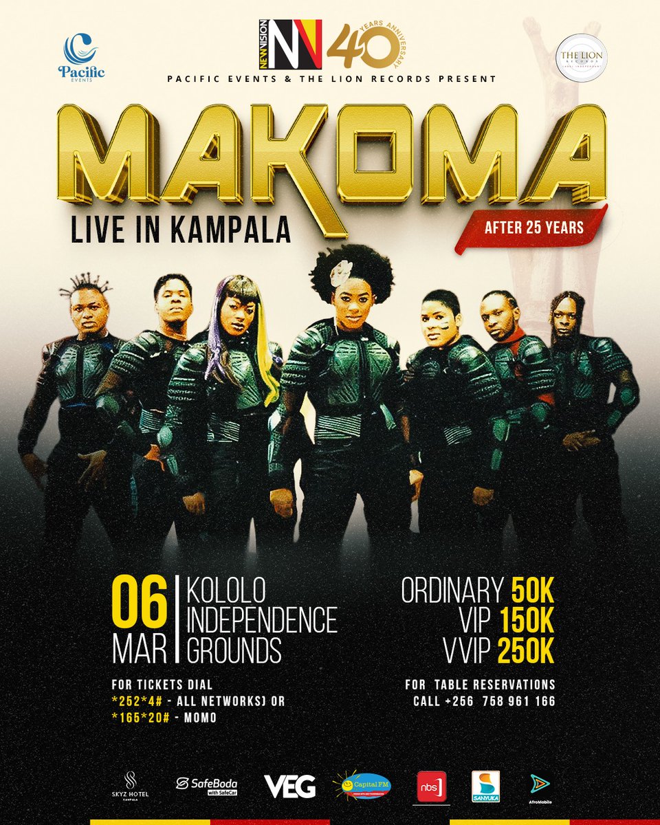 Award-winning singer from Western Uganda <a href="/BestEmily5/">BEST EMILY</a> known for her hit “Ori Ruhanga" will bring unforgettable worship &amp; praise on 6th March at Kololo Independence Grounds.🔥

🎟️Ord 50K | VIP 150K | VVIP 250K - Dial *252*4# or *165*20# on MTN Momo.

#MakomaLiveInKla
#NewVisionat40