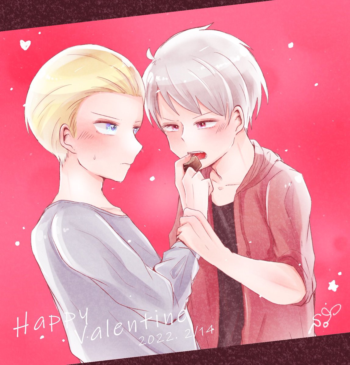 今年のバレンタインは本当に何も出来なさそうなので大〜〜〜〜〜〜〜昔に描いた🍫ギルッツ再掲。絵柄違う〜〜〜〜〜〜〜〜〜可愛い