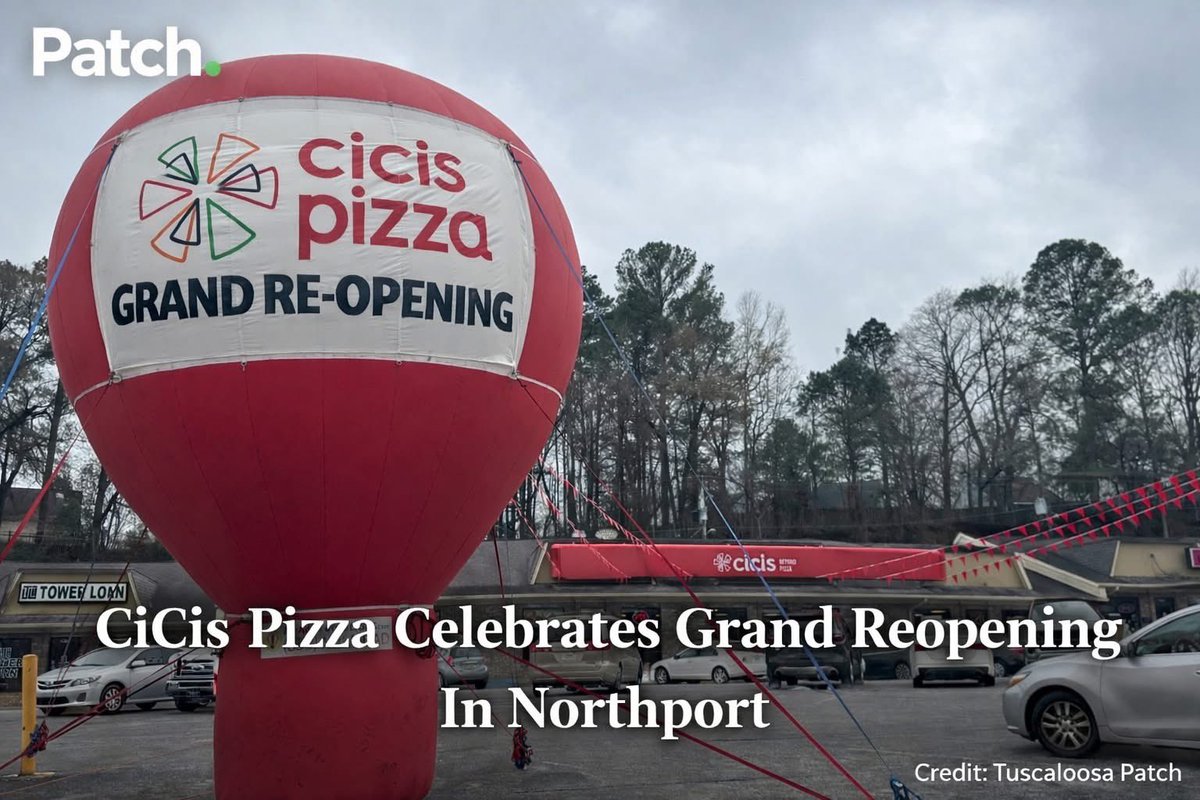 TuscaloosaPatch's tweet photo. CiCis Pizza has officially reopened its Northport location after a brief hiatus. 

More➡️ https://t.co/rxzMd3uaO9 https://t.co/10M0BfxVC4