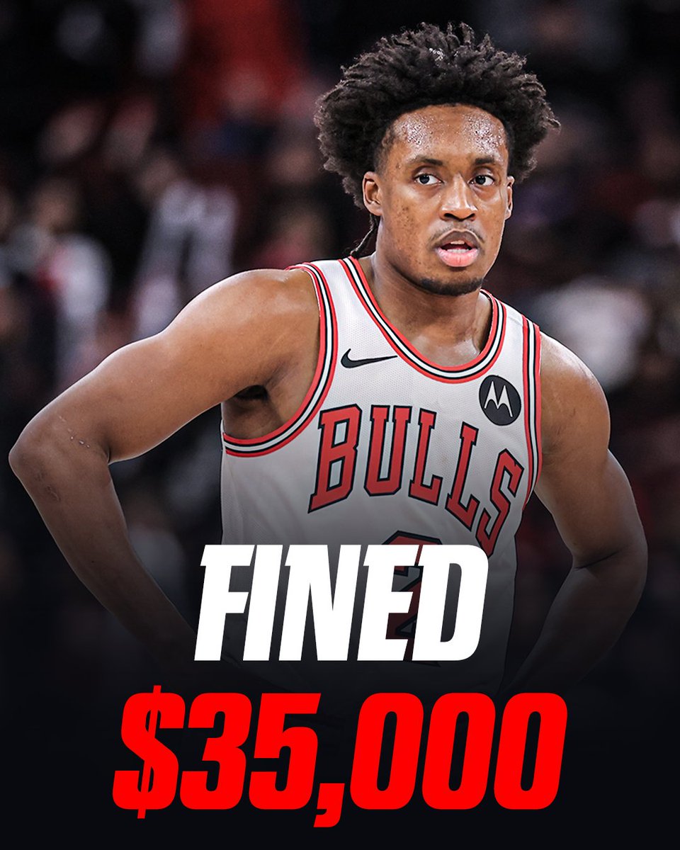 ESPNNBA's tweet image. Bulls guard Collin Sexton has been fined $35,000 for making an inappropriate gesture on the playing court.