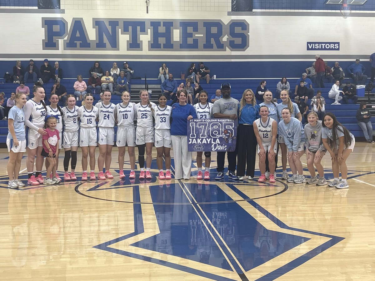 Tonight we honored Jakayla for becoming the all time leading scorer for SMC.  She achieved it against Girard where she dropped 32. Congrats Kay , we're so proud of you!