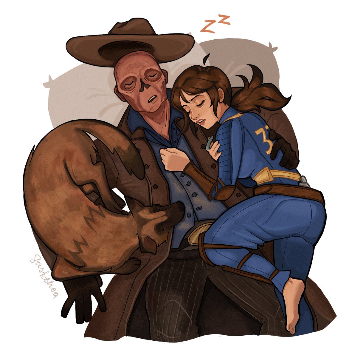 Day 3: Only one bed ☁️💙
<a href="/GhoulcyWeek/">Ghoulcy Week</a> #ghoulcy #fallout #ghoulcyweek2026