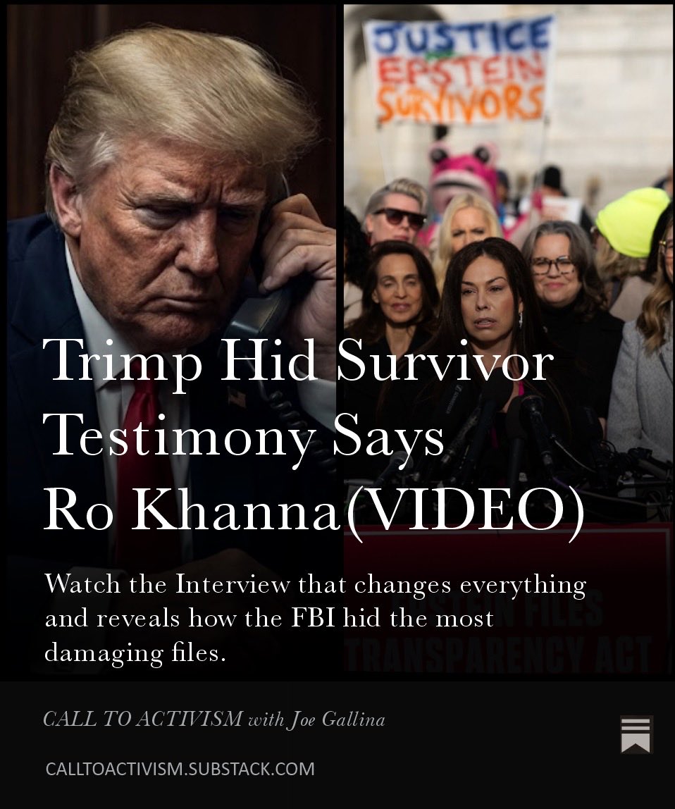 This changes everything. We now know the bulk of the most redacted files were 302 reports - the files that contain the most horrific details recounted by survivors.

Here’s the link to the full interview. Thank you Rep. Khanna for lifting survivor voices:

open.substack.com/pub/calltoacti…