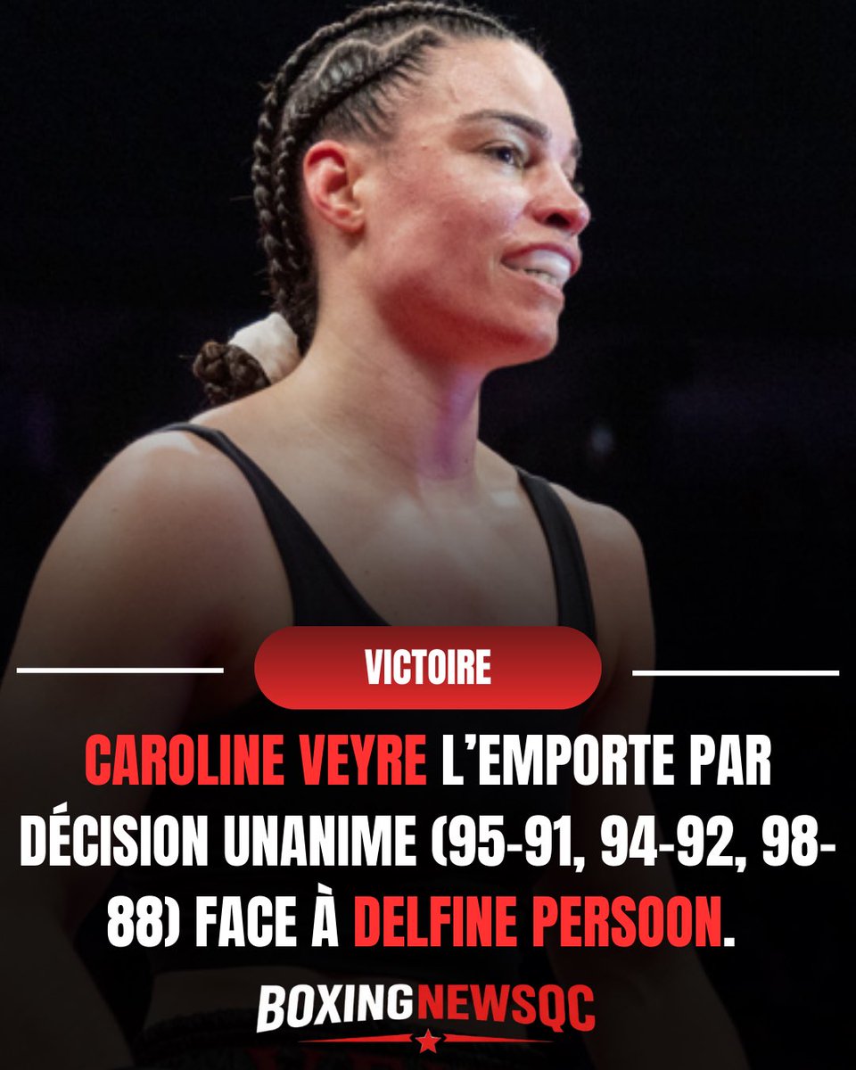 🏆AND NEW: Le Québec a une nouvelle championne du monde alors que Caroline Veyre surprend Delfine Persoon et met la main sur le championnat WBC des super-plumes🔰

#PersoonVeyre | #BoxingNewsQC