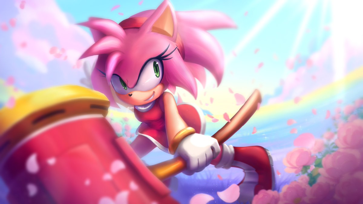I edited this Amy Rose drawing and I love it even  more now  💗💗