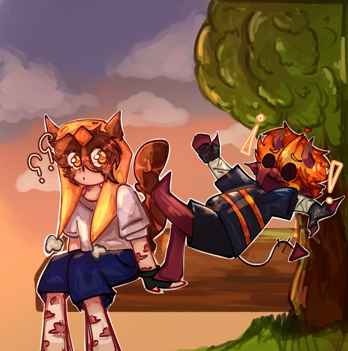 Yexss_05_'s tweet photo. #MagtoValentinesWeek2026 
Dia 3:parque 
Ehh vi q muchos lo andaban poniendo en la comunidad y yo tambien quise 😋😋
Cap y magma de chiquillos 🥰🥰(no tengo ideas)
#MagmaBoiFanart #CapitanGatoFanArt https://t.co/CFKivfJJhZ