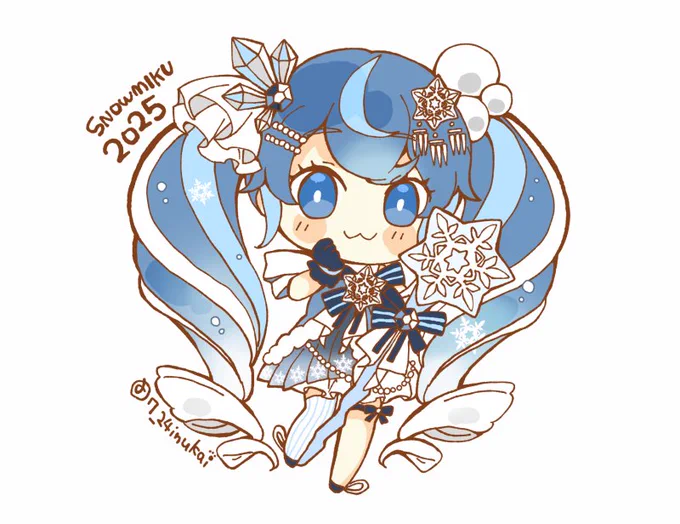 【#犬飼さんの毎日ミニキャラ】 雪ミク2025ちゃんです ▼歴代SNOWMIKU(2026まで)描いてみたイラスト