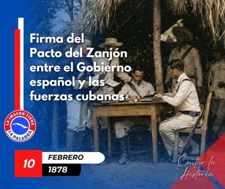Hoy se recuerda un hecho histórico relevante 🇨🇺 la Firma ✍️ del Pacto del Zanjón, tratado que proponía una paz sin independencia y sin abolición de la esclavitud, por lo que en días posteriores alzó su voz en contra Antonio Maceo #CubaViveEnSuHistoria <a href="/Alexand80512921/">Alexander Brito Rodriguez</a> <a href="/ORSerranoB/">Orlando Rafael Serrano-Barrera</a>