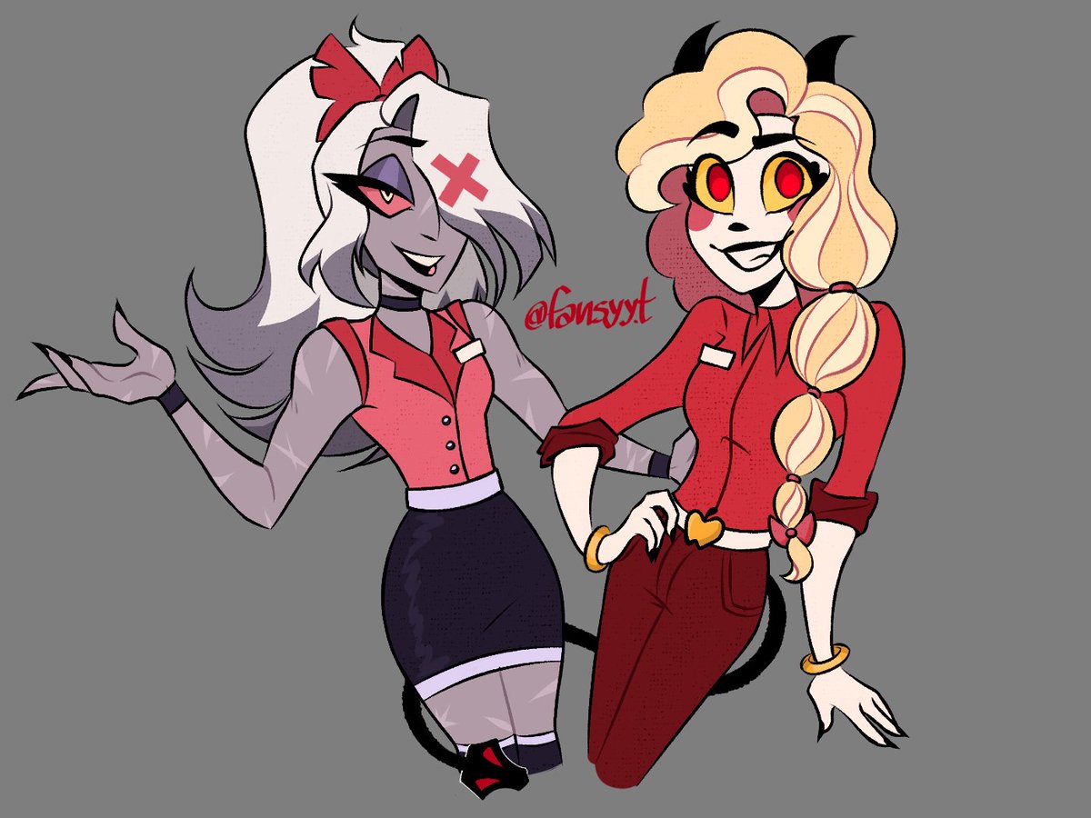 Fansyy7's tweet photo. Little redesign of da gals
.
.
.
with a little plus... 
#CharlieMorningstar #Vaggie https://t.co/B2ZAU1TxkV