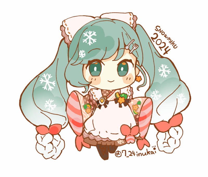 初音ミク ,雪ミク 「【#犬飼さんの毎日ミニキャラ】 雪ミク2024ちゃんです ▼歴代雪ミクちゃん(2」|犬飼＠4/1ありがとうございました！🌟NEOKET4【B50】のイラスト