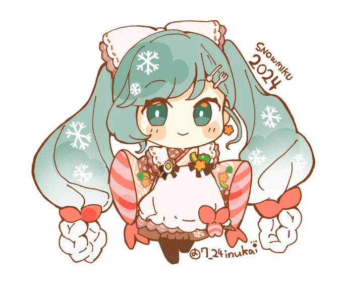 【#犬飼さんの毎日ミニキャラ】 雪ミク2024ちゃんです ▼歴代雪ミクちゃん(2026まで)描いてみたイラスト