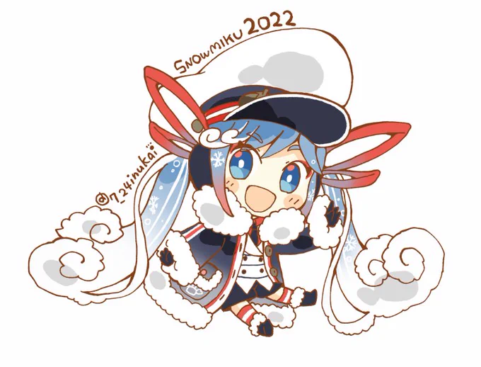 【#犬飼さんの毎日ミニキャラ】 雪ミク2022ちゃんです ▼歴代雪ミクちゃん(2026まで)描いてみたイラスト