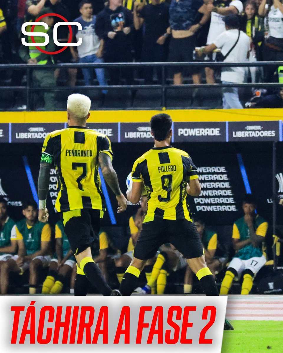 SC_ESPN's tweet photo. 🇻🇪 DEPORTIVO TÁCHIRA AVANZÓ A LA FASE 2 DE LA CONMEBOL #LIBERTADORES

👏 Tras el 2-2 global, el equipo dirigido por Recoba venció 5-3 en los penales a The Strongest en la Fase 1

⚽ Gol de Pollero en la vuelta

🧤 Camargo, arquero de Táchira, atajó un penal en el tiempo regular y definió la tanda con su ejecución

🔜 Se enfrentará con Tolima

📺 Mirá TODA la CONMEBOL #Libertadores por #DisneyPlus Plan Premium

📷 Deportivo Táchira