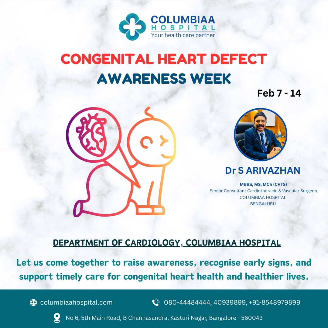 columbiaahosp's tweet image. Congenital Heart Defect Awareness Week (Feb 7–14). Early detection saves lives. Consult experts at Columbiaa Hospital for timely heart care.
📞 080-44484444
#HospitalNearMe #DoctorNearMe #HeartHealth