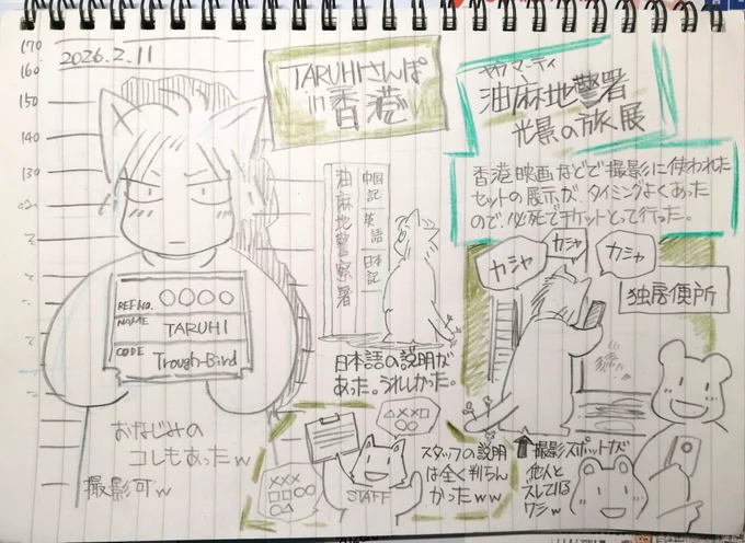 【TARUHI さんぽ】香港⑬/油麻地警察署展示①。記念撮影は黒のグラサン必須アイテムみたいだったw署長席、壁には神棚😄トイレ、天井、廊下など撮影スポットが激しく他人とズレていた日本人😆 #香港 