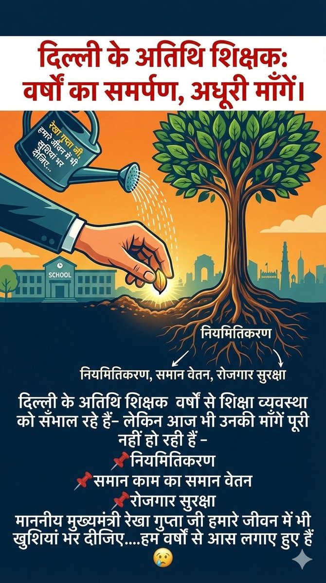 आखिर कब तो बहलाये जायेगे,
शिक्षक हैं हक तो देना होगा!
वादों की लिस्ट वही रह गई 
और वक़्त गुज़रता गया
कोई हक मिला नहीँ! 
नींव स्कूल की, शिक्षा की 
हमने भी संभाली हैं फिर क्यों?
हक के लिये अनदेखा किया जा रहा
आखिर कब तक और बहलाया जायेगा!
हक हैं हक ही मांग रहे हैं बस
<a href="/gupta_rekha/">Rekha Gupta</a> 🙏🏻