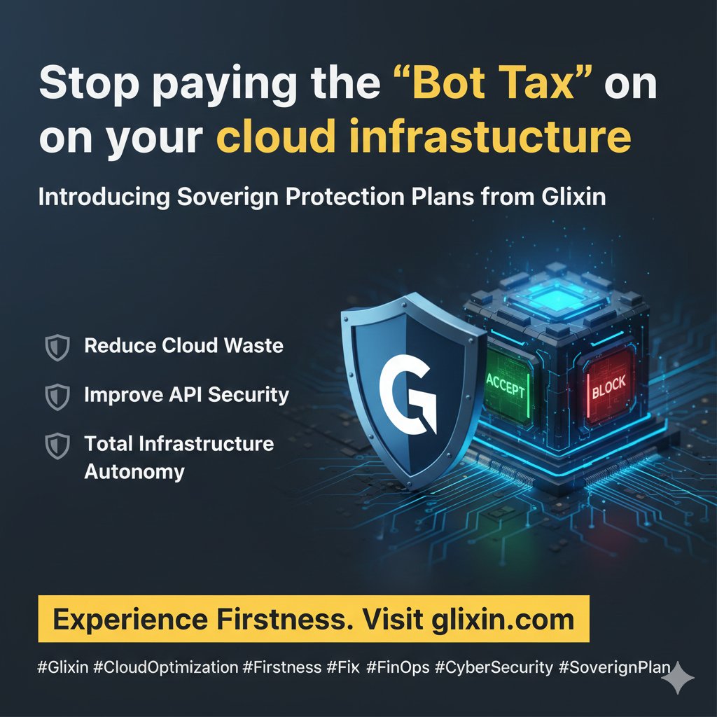 pgstroot's tweet photo. Stop paying the "Bot Tax" on your cloud infra. 💸

If you aren't screening every API call, you're subsidizing waste. Glixin Sovereign Plans are LIVE—15 tiers of proactive protection to reduce cloud waste and reclaim your sovereignty.
Visit: https://t.co/s32g4PTuMf
#CloudSecurity https://t.co/upRRyC4Kne
