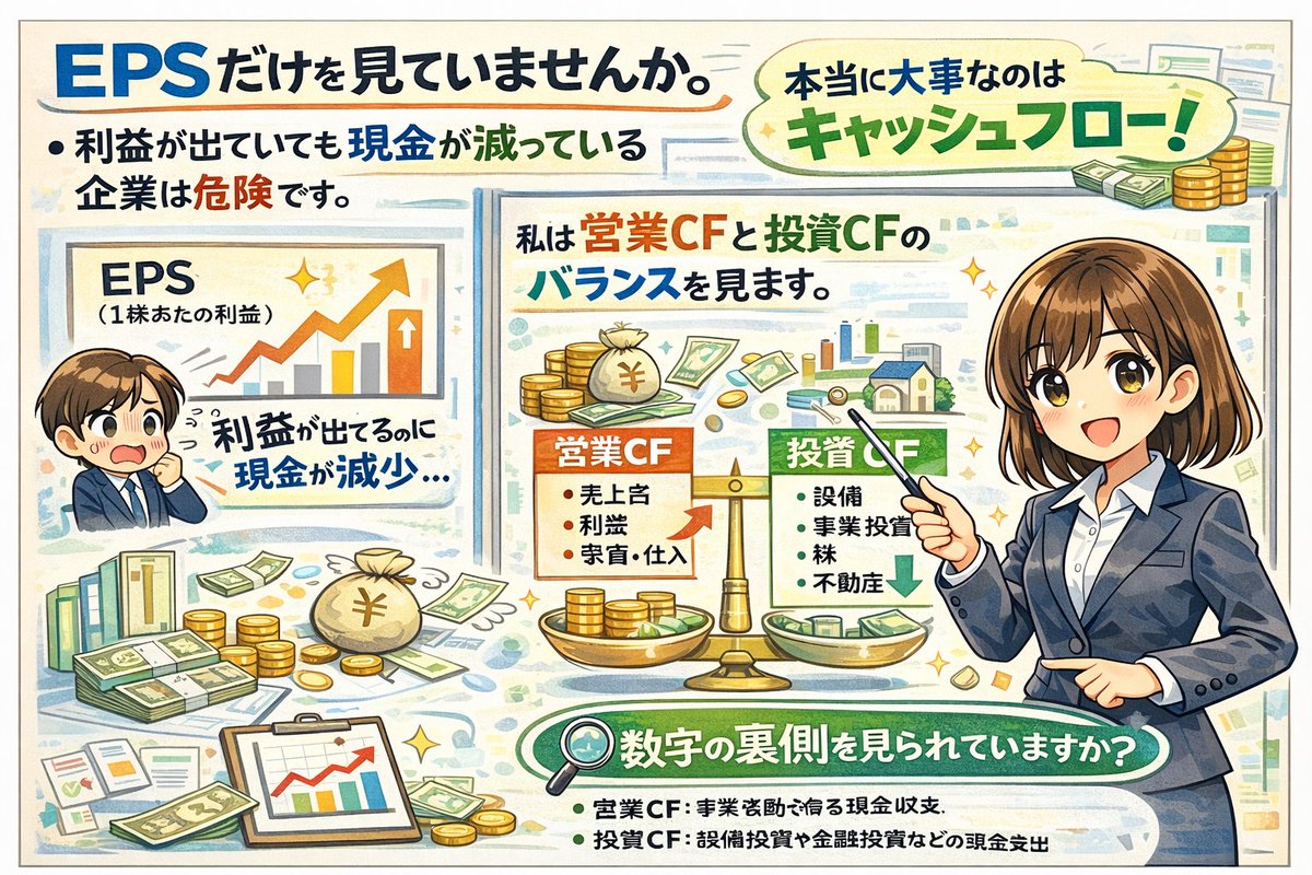 EPSだけを見ていませんか。 本当に大事なのは キャッシュフロー。 利益