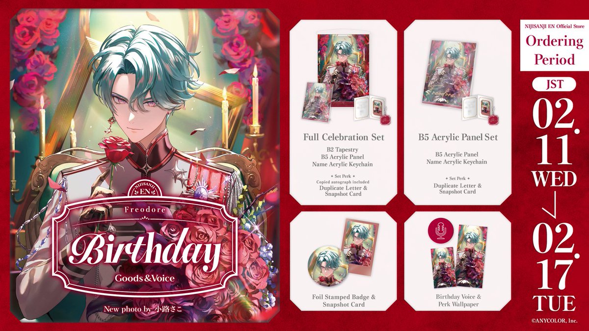 【🎂 Freodore Birthday Goods &amp; Voice 2026 on sale】

💿📌 Celebrate <a href="/Freo_2434/">Freodore💿📌NIJISANJI EN</a>'s birthday with Birthday Goods &amp; Voice on the #NIJISANJI_EN Official Store!

⏰ Available until
 February 17 (Tue) 6:59 PST

🔻 Store
nijisanji-store.com/products/freod…