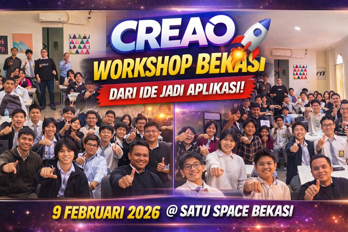 CREAO Workshop Bekasi 9 Februari 2026 @ Satu Space Coworking 

Video Recap youtu.be/-IRqSGKBGkM <a href="/CreaoAI/">Creao AI</a> #CreaoWorkshop #VibeCoder <a href="/MadebyVK/">MadebyVK</a>