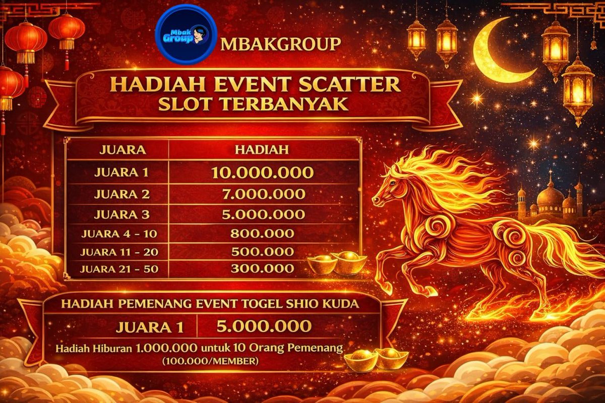 🔥EVENT IMLEK x RAMADHAN – FIRE HORSE EVENT🔥
Periode: 11 – 17 Februari

🏆 Grand Prize: Rp50.000.000

🎯 Cara Ikut:
• Kumpulkan Scatter Slot &amp; result Shio Kuda (termasuk 2D) terbanyak
• Kirim screenshot Scatter/Shio Kuda ke WA resmi website

info lebih lanjut : +6283191991449