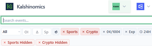 probaaron's tweet photo. Polymarket just dropped a new dark mode and a "Hide Sports / Hide Crypto" toggle to clean up your feed

trading on Kalshi? @Kalshinomics offers similar features to cut the noise, streamline market discovery, and keep you focused on your niche https://t.co/9ElUC7myWU