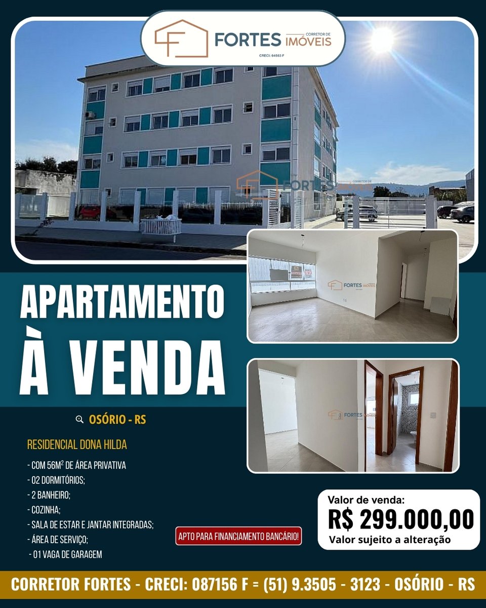 💪 Fortes Imóveis Vende Apartamento no Residencial Dona Hilda
Centro, Osório - RS

☎️ Entre em contato para mais informações e agende uma visita!

🔑 CORRETOR FORTES
🪪 CRECI: 087156 F
🗣️ Chame no WhatsApp: e agende sua Visita.
📱wa.me/5551935053123
📌OSÓRIO - RS