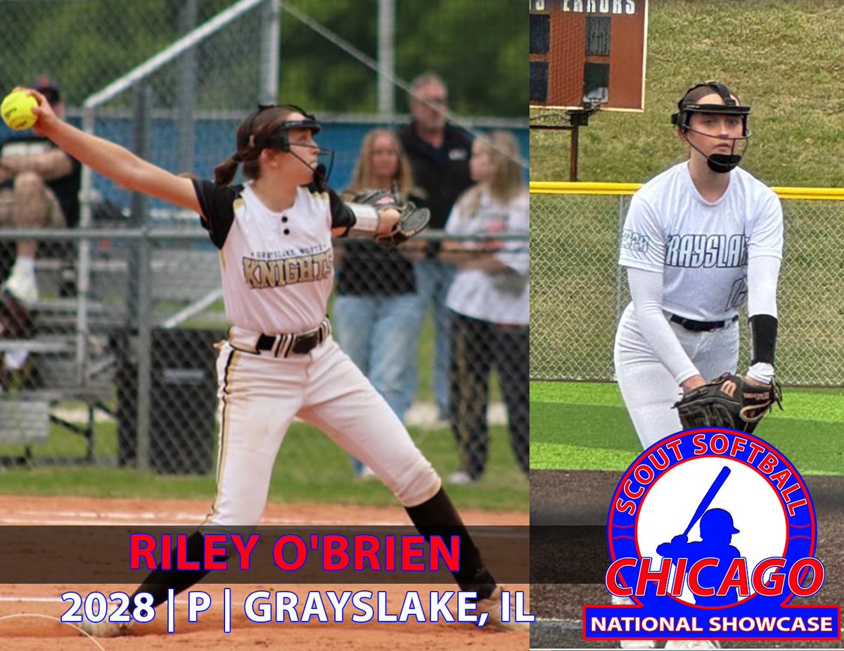 ScoutSoftball's tweet photo. Welcome Riley O'Brien @rileyob2009 to the Scout #Softball Chicago National Showcase. O'Brien is a '28 RHP from Grayslake, IL. Riley is showing more and more command, especially up in the zone and on the curve. https://t.co/FwglNHyJXK