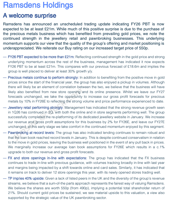 Nice update from $RFX.L – Ramsdens Holdings 🇬🇧

I wrote about the company back in September which anyone can read here if interested...

drive.google.com/file/d/1z1S23F…
