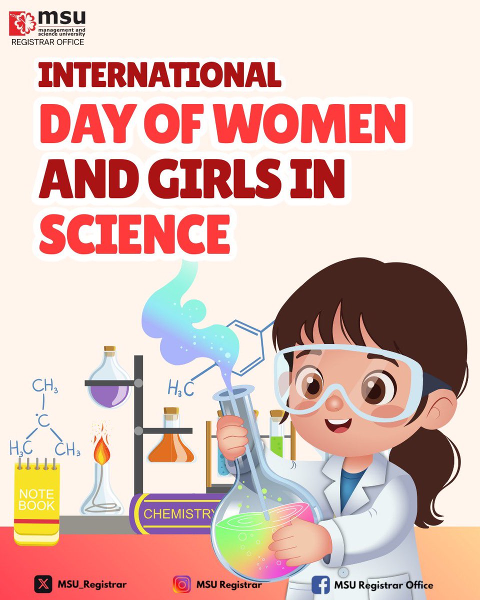 MSU_Registrar's tweet photo. Breaking barriers, challenging norms, and changing the world through science 🔬🌍
Today we celebrate the women who dare to discover.
Happy International Women in Science Day! 💫

#ScienceForAll
#BeMsurian
#ProudMsu
#ManagementAndScienceUniversity https://t.co/4tpzVOvtbq
