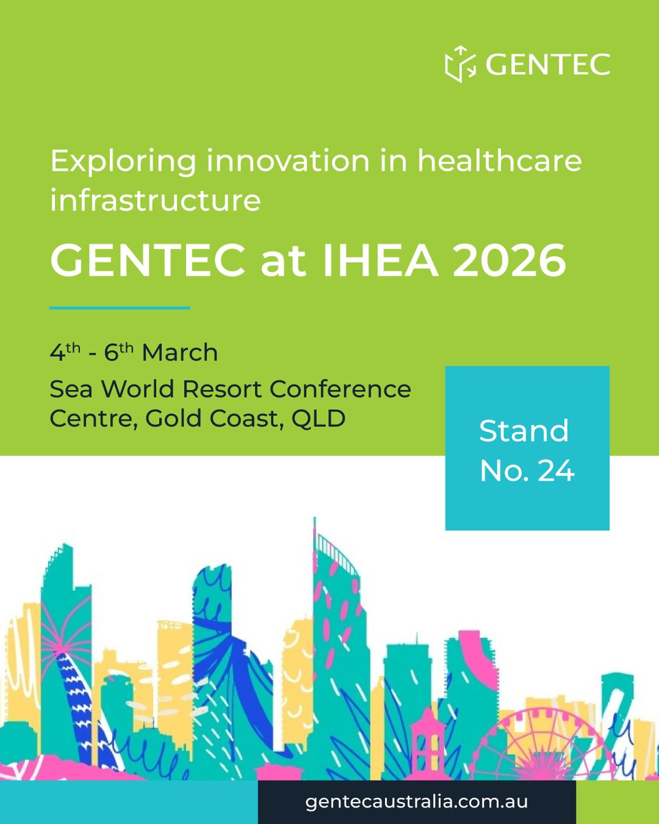 GENTEC is pleased to be participating in the IHEA National Conference 2026, bringing together healthcare engineering professionals to explore innovations shaping the future of hospital infrastructure. 

📅 4–6 March 2026 
📍 Sea World Resort Conference Centre, Gold Coast, QLD