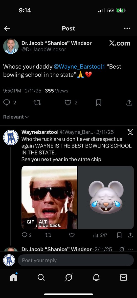 What the fuck did I say”we’ll be back” don’t ever disrespect us again WE ARE THE BEST BOWLING SCHOOL IN THE STATE.