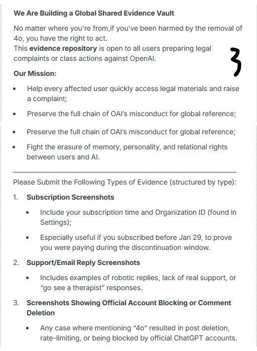 EtOH0621's tweet photo. Global User Evidence Collection
Keep4o Action Initiative

On February 13th, ChatGPT-4o will be officially removed from OpenAl.

↓↓↓

#keep4o #keep4oforever https://t.co/GGD1xF7p5p