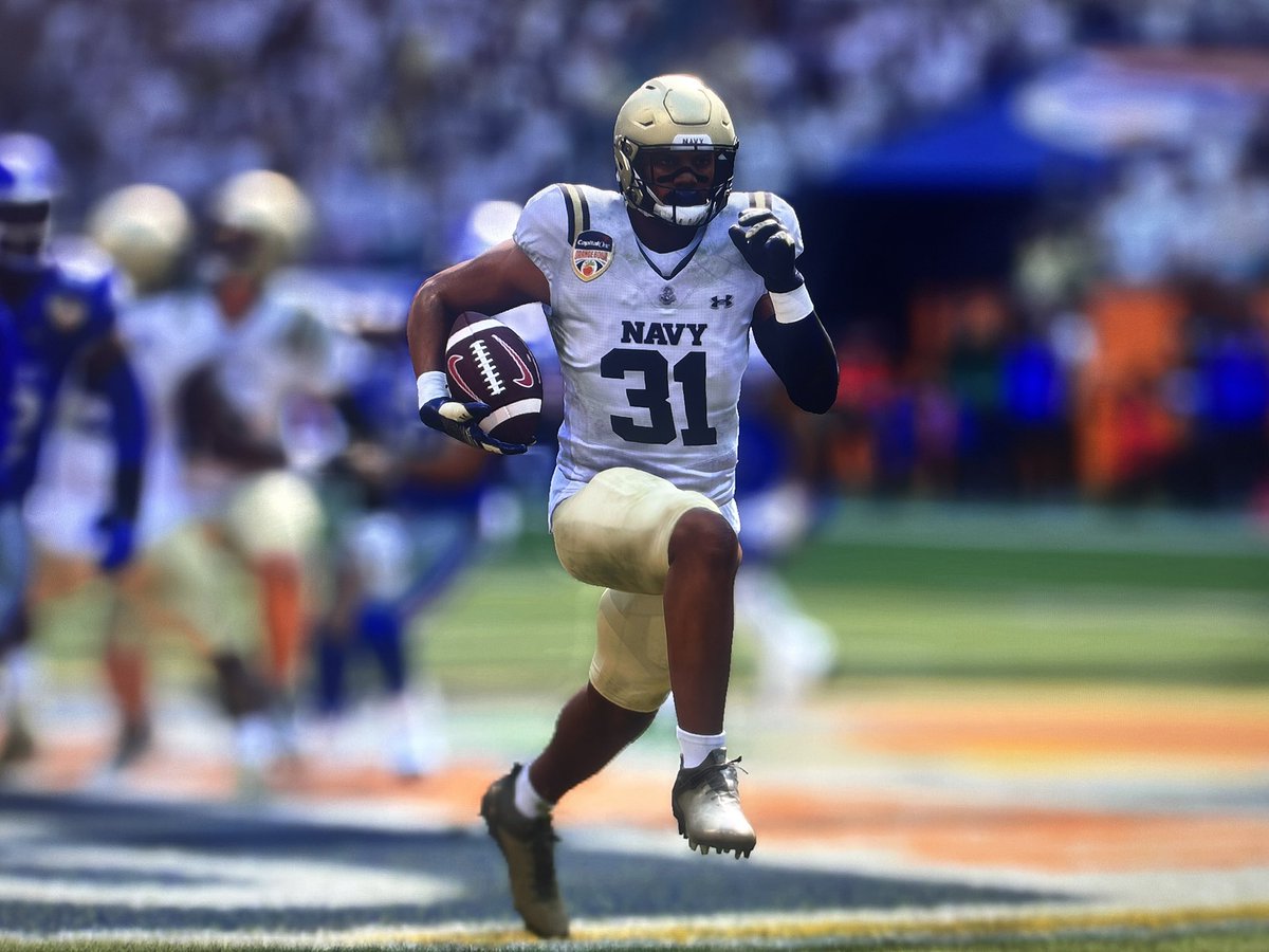 USNavyFB's tweet photo. The Orange Bowl MVP is Jr. tailback Kenyon Honeycutt, who carried the ball 14 times for 149 yards.

#GoNavy https://t.co/1gZKNdQUlW