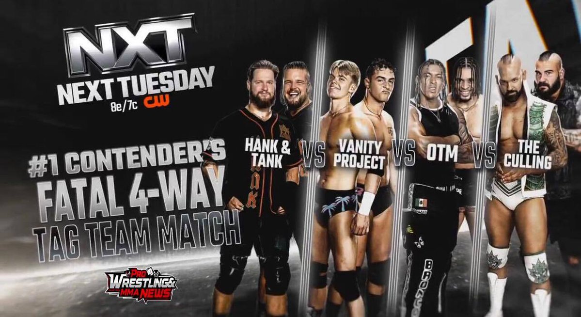 PWMMANews's tweet image. After defeating Hank and Tank, The Vanity Project earns a spot in the number one contenders match. A fatal four way with OTM, The Culling, and Hank and Tank. #WWENXT