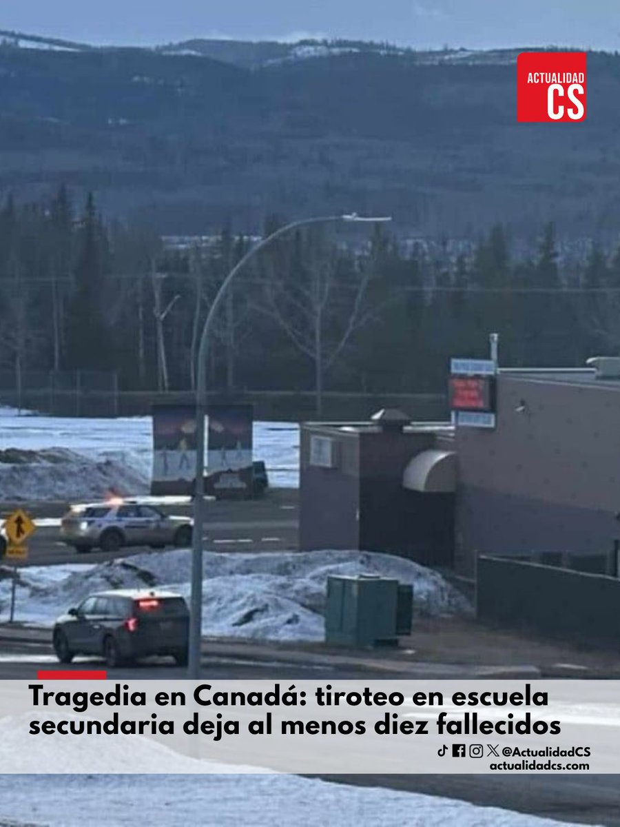 🚨 #URGENTE | Tragedia en Canadá. Al menos 10 muertos tras un tiroteo en la Escuela Secundaria Tumbler Ridge, en Columbia Británica. 🇨🇦🕊️
La Real Policía Montada (#RCMP) confirma que el sospechoso ha muerto. Su identidad se mantiene en reserva por integridad de la investigación.