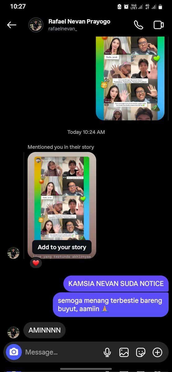 twridter's tweet photo. Oh gini rasanya di notice dede nevan dan chat nya dibales ckckckck
Kamsia, semoga menang terbestie bareng buyut, aaminn 🙏 https://t.co/0QcxU9FkTF