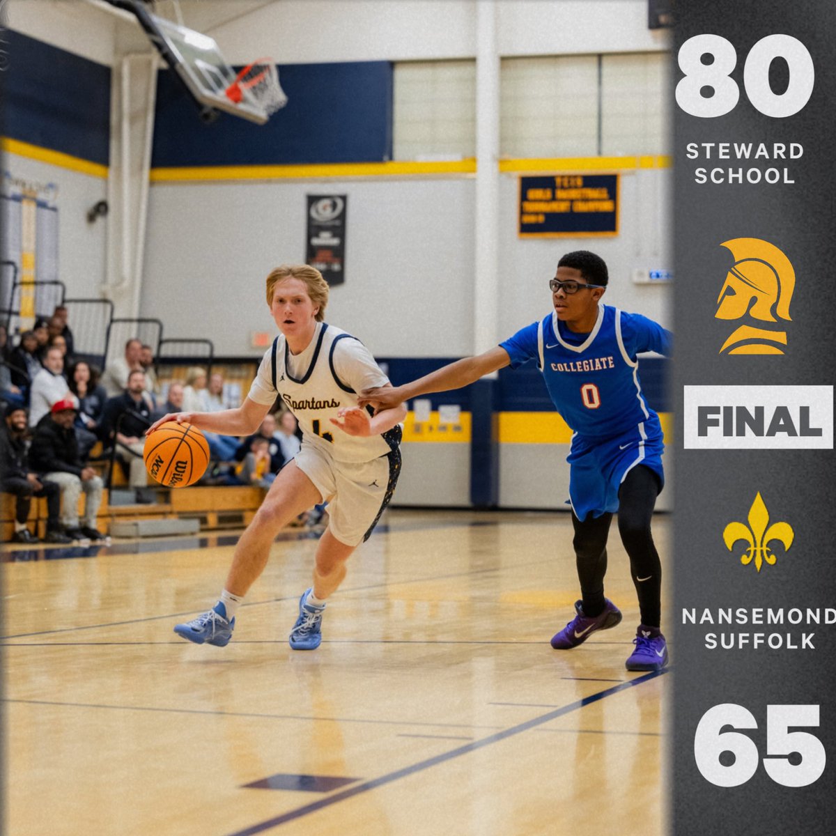 StewardBBALL's tweet photo. 🏀FINAL SCORE🏀

Steward improves to 12-11 with a win over  Nansemond Suffolk Academy!

🔹Niles Mason ‘29: 34 points 17 Rebs &amp; 5 blocks
🔹Blake Watkins ‘29: 18 points &amp; 3 rebounds
🔹Harry Hazelgrove ‘28: 16 pts &amp; 7 rebounds

#GoSpartans #804varsity @henricosports https://t.co/6x7MDsxdkf