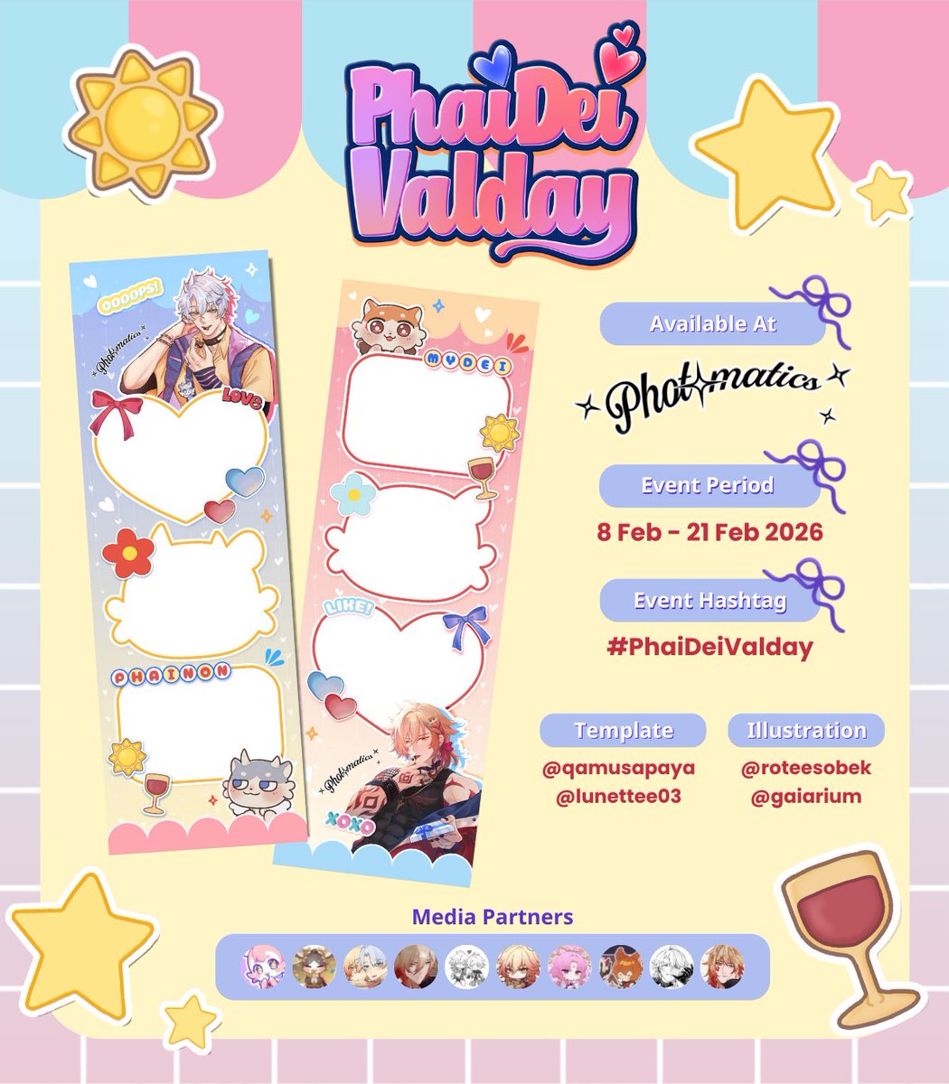 kaedechara's tweet photo. valentine kali ini, foto bareng phaidei yuk 💙❤️

photoframe event by @PekanPhaiDei – Illust by @roteesobek-@gaiarium-@qamusapaya

🗓 8 – 21 Feb 2026 📍 @photomaticsid

share hasil fotonya jangan lupa pakai tag #PhaiDeiValDay ya .ᐟ  ✨ https://t.co/bKZMYpyW00
