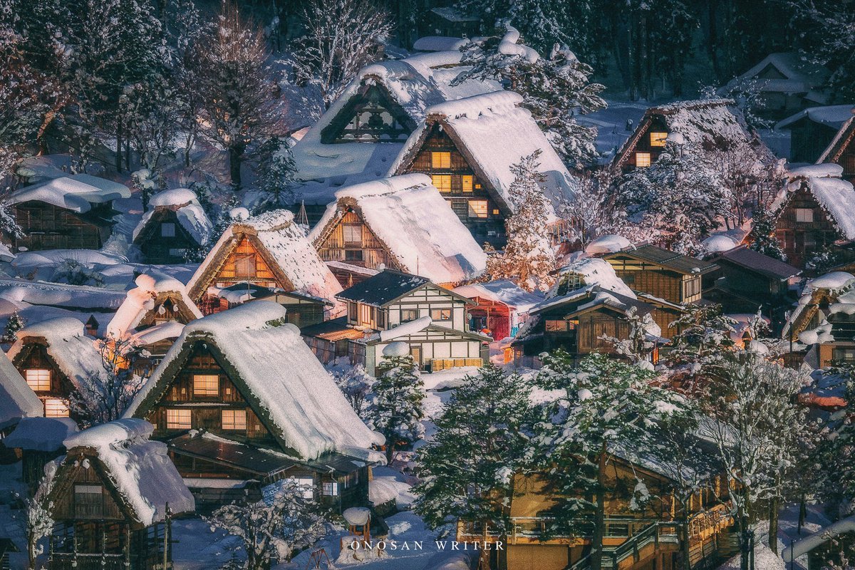Onosang's tweet photo. หมู่บ้านชิราคาวาโกะในฤดูหนาว 🌨️ https://t.co/Jfq9wtFqdV