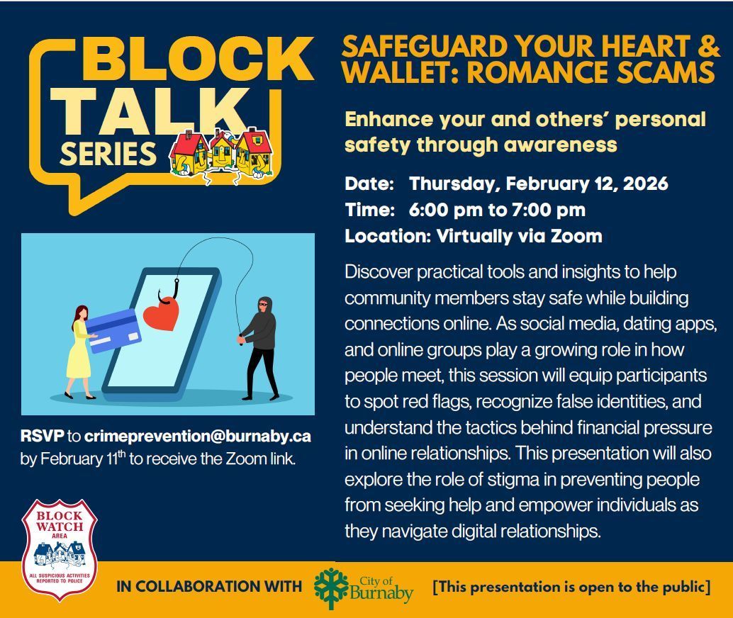 RmdBlockWatch's tweet image. Safeguard your Heart &amp;amp; Wallet: Understanding Romance Scams
Thursday, February 12th, 2026
6-7pm virtually via Zoom
