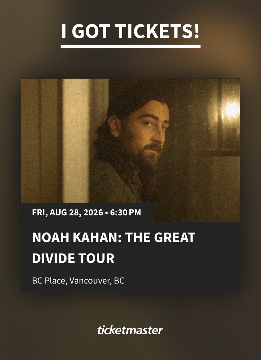 Masosoup97's tweet photo. Got tickets to see my favourite artist once again! His music was how I got through the lose of my Mom ❤️ Can’t wait to see you again!! @NoahKahan https://t.co/VjBcsoZG24