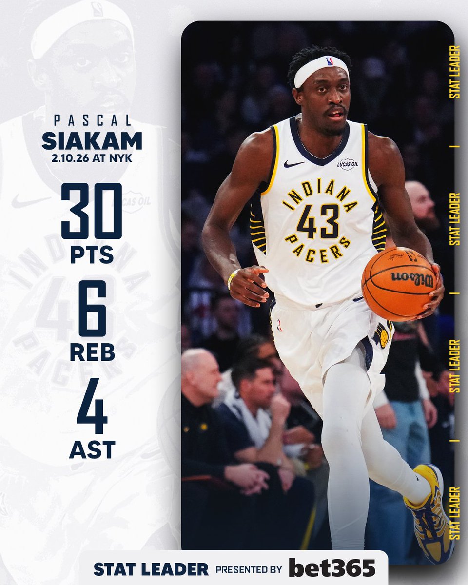 Pacers's tweet photo. 10th game with 30+ points this season for Pascal Siakam 🌟 https://t.co/ybq8xLAoBp