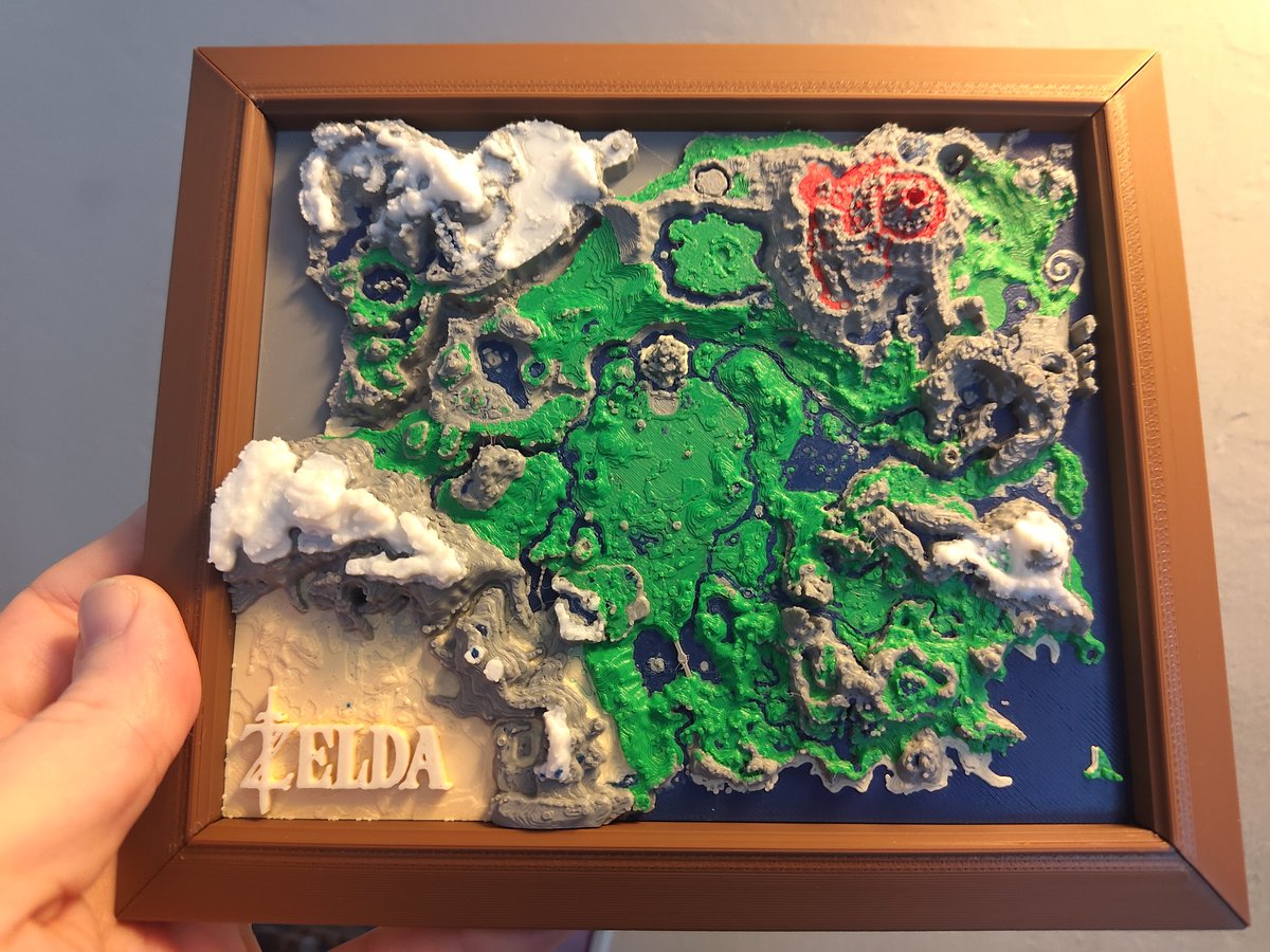snapmaker's tweet image. Welcome to Hyrule. 🔺
This Breath of the Wild world map was 3D printed on #SnapmakerU1 in just 11 hours. 6 colors. Two mid-print swaps. 0.16 mm layer height. 66.7% scale.

Huge thanks to Tim Maxwell for creating &amp;amp; sharing. 🙌
🎨 Model Designer: theeversor (MakerWorld)

#snapmaker