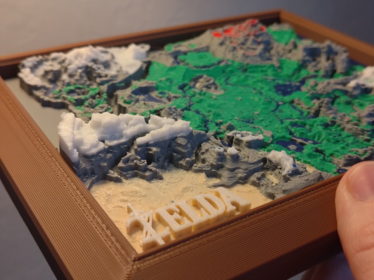 snapmaker's tweet image. Welcome to Hyrule. 🔺
This Breath of the Wild world map was 3D printed on #SnapmakerU1 in just 11 hours. 6 colors. Two mid-print swaps. 0.16 mm layer height. 66.7% scale.

Huge thanks to Tim Maxwell for creating &amp;amp; sharing. 🙌
🎨 Model Designer: theeversor (MakerWorld)

#snapmaker
