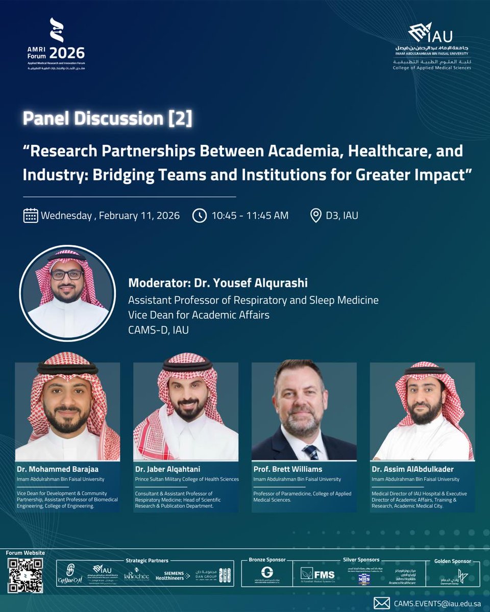 CAMSSC_IAU's tweet photo. Research Partnerships Across Academia, Healthcare & Industry
Bridging teams and institutions to accelerate collaboration and amplify impact in research and innovation. 🧬✨

Exploring integrated models that turn knowledge into real-world solutions.

#AMRIF2026 #HealthcareInnovation #MedicalResearch #InterdisciplinaryResearch