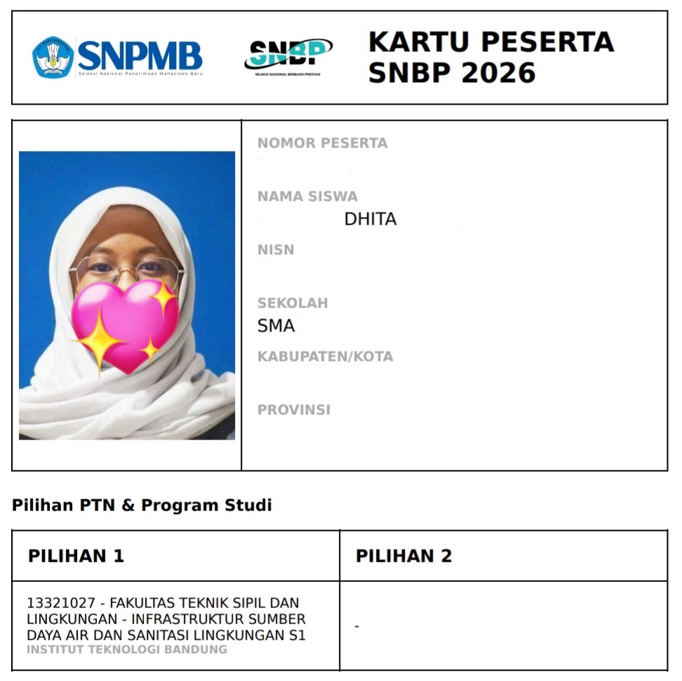 dhita²⁶ alumni era LOLOS SNBT FTSL-ISDAS ITB 2026! tweet media