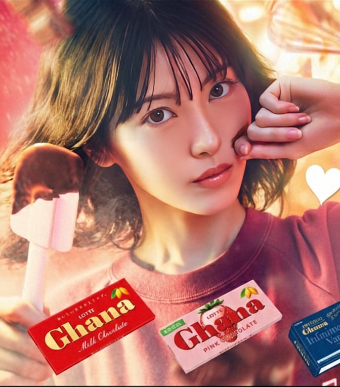 浜辺美波　Ghana Valentine 2026 ボード Ghana 2026 Valentine 浜辺美波さんのヘアメイクを担当しました