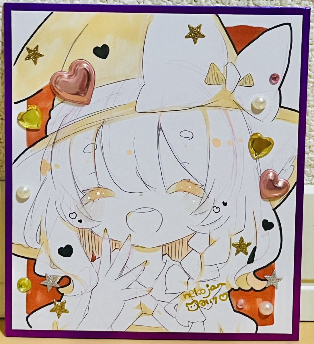 サークル『nekojam』のみけ(@mike_ne)様より、霧雨魔理沙の色紙。笑顔