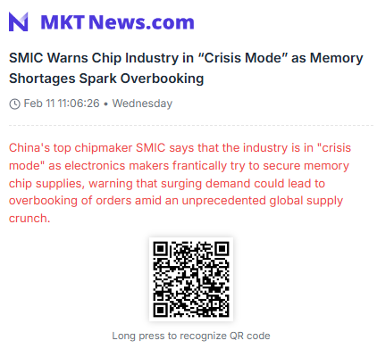 SMIC Warns Chip Industry in “Crisis Mode” as Memory Shortages Spark Overbooking
China's top chipmaker SMIC says that the industry is in "crisis mode" as electronics makers frantically try to secure memory chip supplies, warning that surging demand could lead to overbooking of